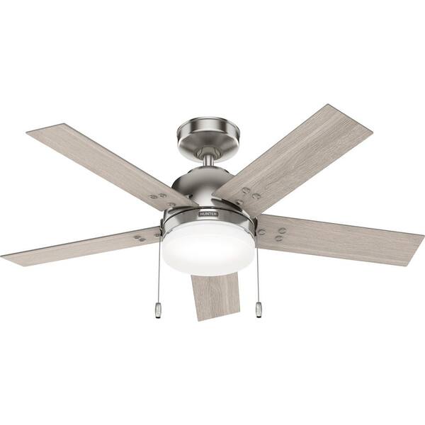 Hunter Fan 44 inch Casual Brushed Nickel Indoor Ceiling Fan with Light Kit 
