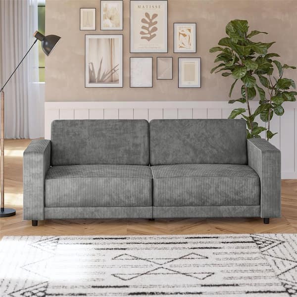RealRooms Allie Corduroy 82 in. Futon Sofa Bed, Gray Fabric