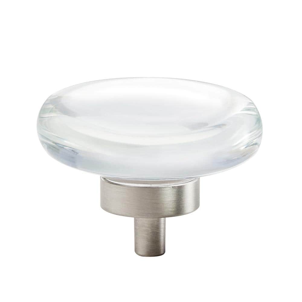 Glacio 1-3/4 in. (44mm) Modern Clear/Satin Nickel Round Cabinet Knob
