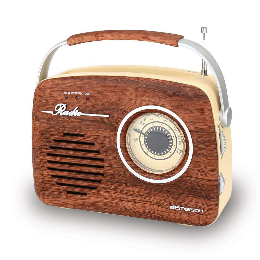 Emerson Portable Retro Radio with Built-In Rechargeable Battery ...