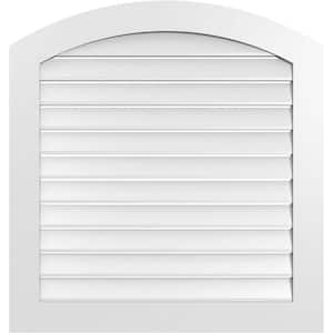 36 in. x 36 in. Arch Top Surface Mount PVC Gable Vent: Decorative with Standard Frame