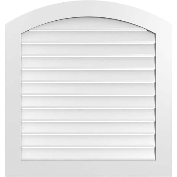 36 in. x 36 in. Arch Top Surface Mount PVC Gable Vent: Decorative with Standard Frame