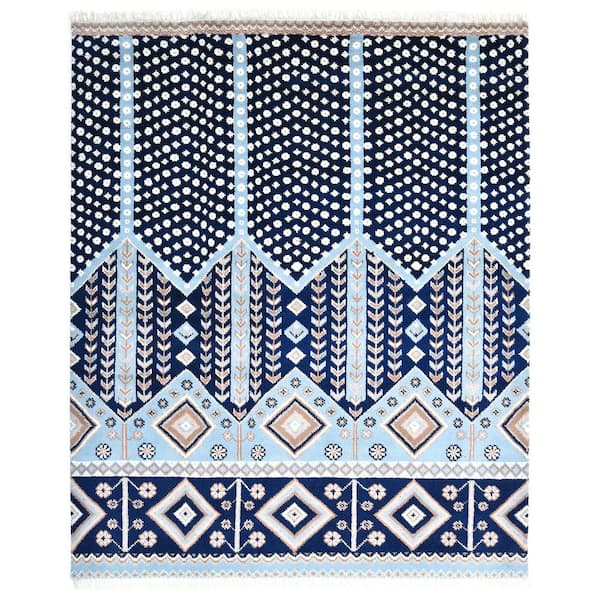 Solo Rugs Hudson Contemporary Blue 5 ft. x 8 ft. Handmade Area Rug