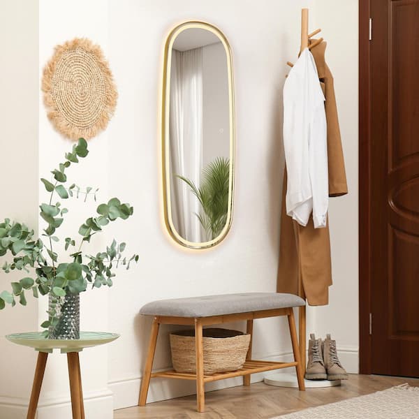 Cellini 26 in. W x 65 in. H Rectangular Aluminum Framed LED Wall Mounted Bathroom Vanity Mirror in in Brushed Gold