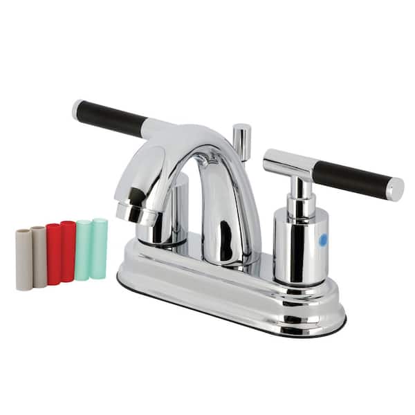 Kingston Brass Kaiser 4 in. Centerset 2-Handle Bathroom Faucet with Plastic Pop-Up in Polished Chrome