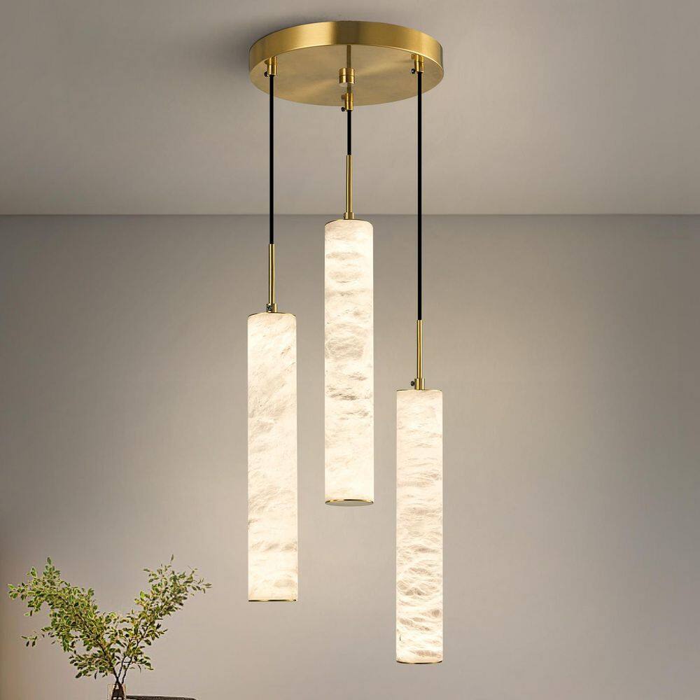 Home Light 30-Watt 3 Lights Gold Dimmable Integrated LED Pendant Light With Alabaster Shade, 1Pack price history on PriceWatchPro