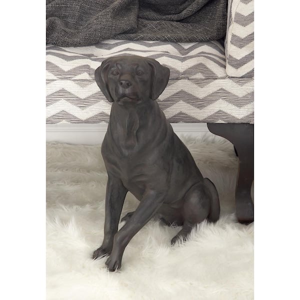 Litton Lane 9 in. x 20 in. Brown Polystone Dog Sculpture