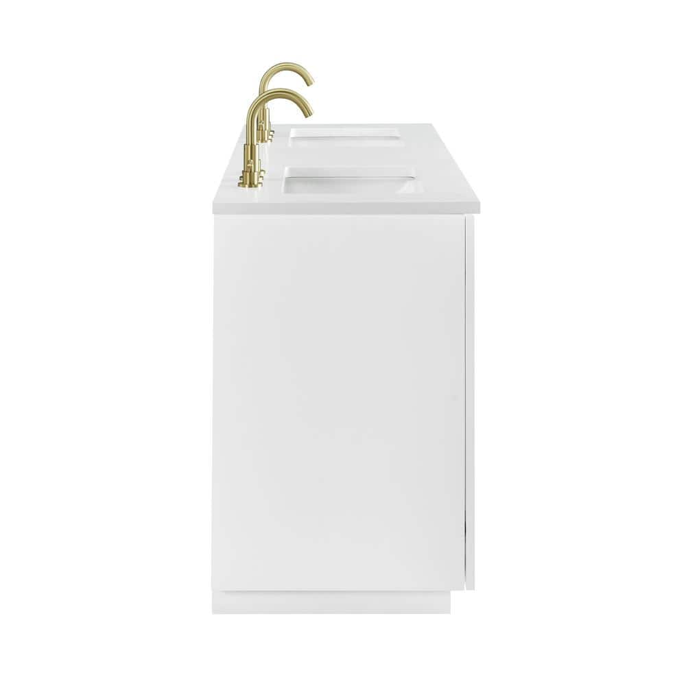 Addison 60" White Solid Wood Double Vanity with Engineered Stone Top