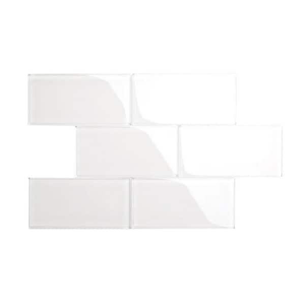 Giorbello Alabaster 6 in. x 12 in. x 8mm Glass Subway Wall Tile (5 sq ...