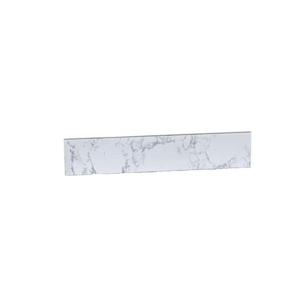 VANITYFUS 49 in. W x 4 in. H x 0.7 in. D Cultured Engineered Stone Vanity Backsplash in Carrara White