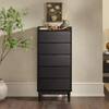Mid-Century Modern Solid Wood Black 5-Drawer 20 in. Chest of Drawers with Tray Top