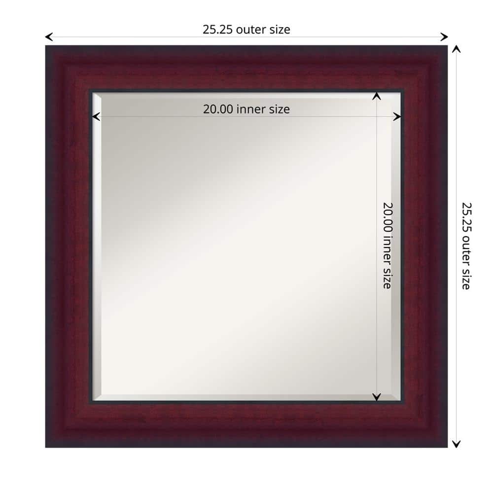 Canterbury Cherry 25" Square Wood Framed Wall Mirror