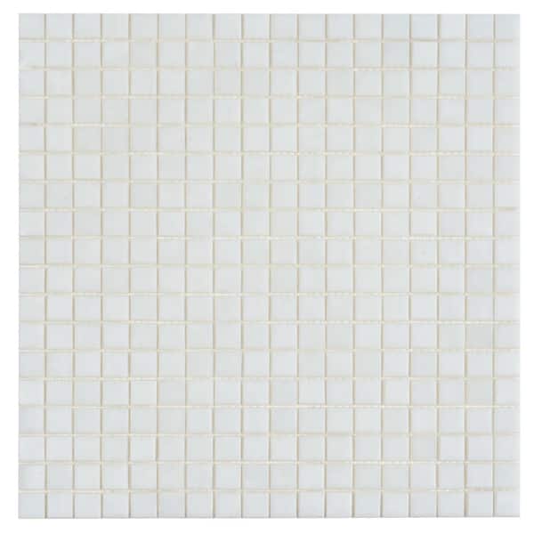 Apollo Tile Skosh Glossy Pearl White 11.6 in. x 11.6 in. Glass Mosaic Wall and Floor Tile (18.69 sq. ft./case) (20-pack)