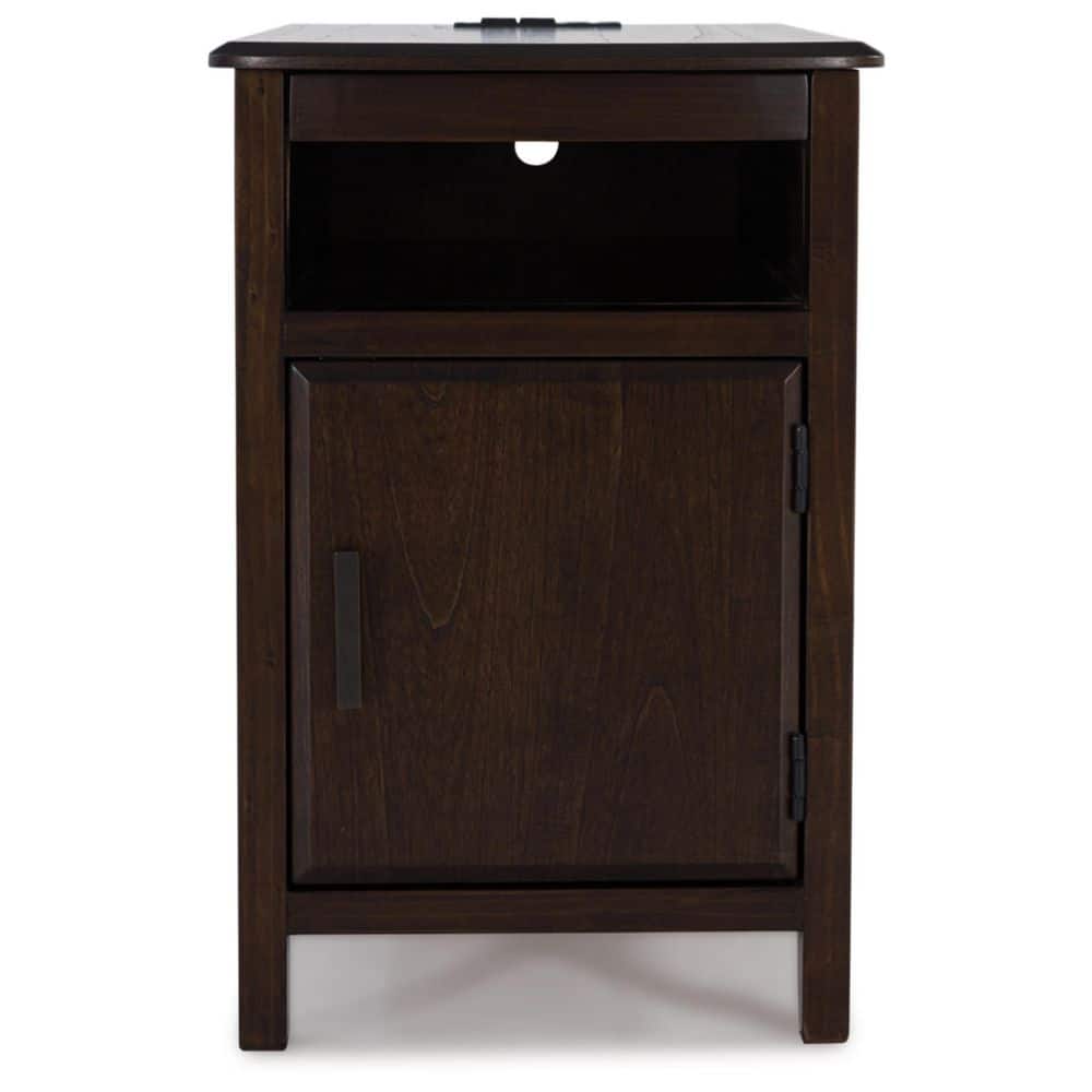 Dark Brown Mindi Wood Rectangular End Table with Storage