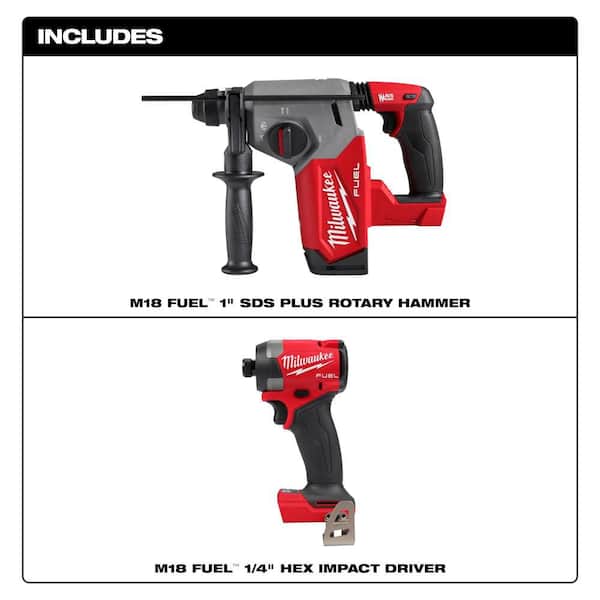 M18 FUEL 18V Lithium-Ion Brushless Cordless 1 in. SDS-Plus Rotary Hammer w/ Impact Driver