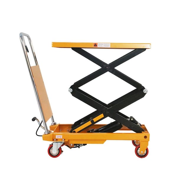 330 lbs. Double Scissors Lift Table 43.3 in. High Lift Hydraulic Lift Table with 27.6 x 17.7 x 1.4 in. Table Size