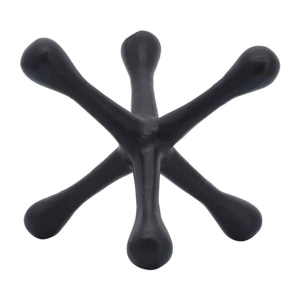 Liv & Skye Black 8 in. x 6 in. Metal Jacks Abstract Sculpture