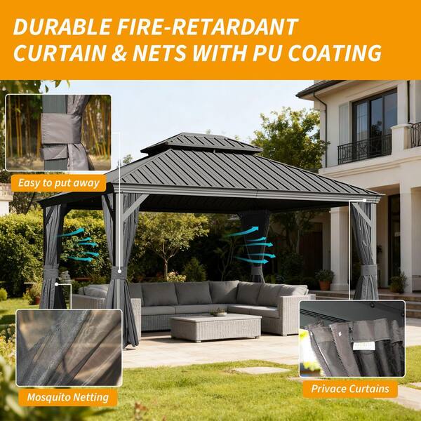 domi outdoor living 13 ft. x 15 ft. Hardtop Gazebo with Steel