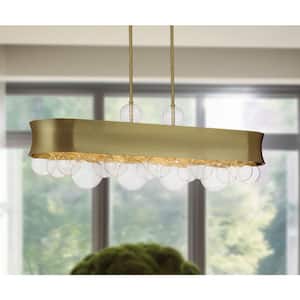 Verdi Square 6-Light Soft Gold Bubble Island Chandelier for Dining Room with No Bulbs Included