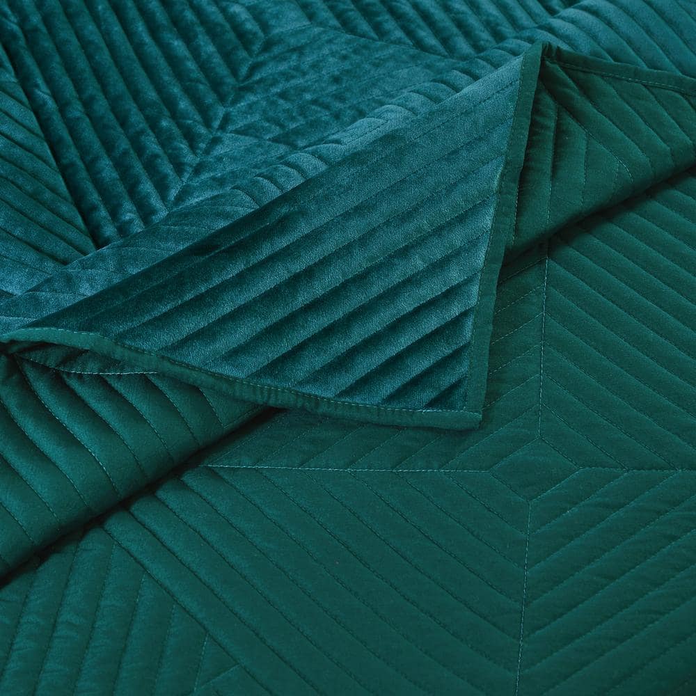 Teal Velvet Reversible King Quilt Set with Shams
