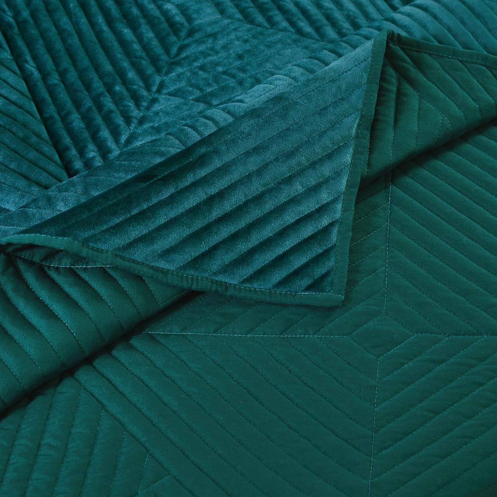 Teal Twin Reversible Velvet Quilt Set