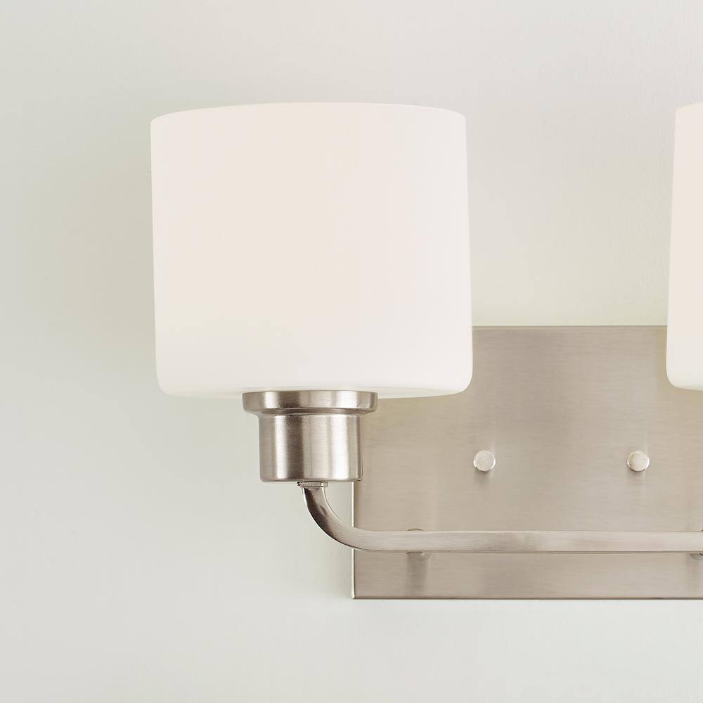Brushed Nickel 2-Light Wall/Bath Vanity with Etched Glass Shades