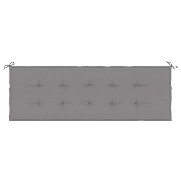 Benjara 59.1 in. x 19.7 in. Gray Rectangular Outdoor Cushion for Bench with Button Tufted Fabric