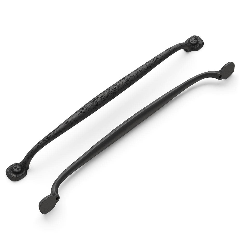 Refined Rustic Black Iron 12-inch Matte Cabinet Handle with Mounting Hardware