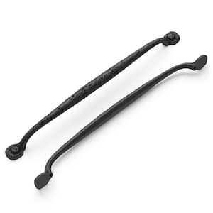 Refined Rustic Collection 12 in. Center-to-Center Black Iron Cabinet Pull