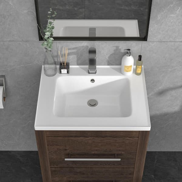 24 in. x 18 in. Rectangular Drop-in Bathroom Sink in White Vitreous China with Faucet Hole