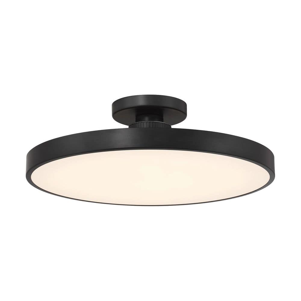 Thayer 20 in. Matte Black Slim Contemporary Integrated LED Semi-Flush Mount with Etched White Glass price history on PriceWatchPro