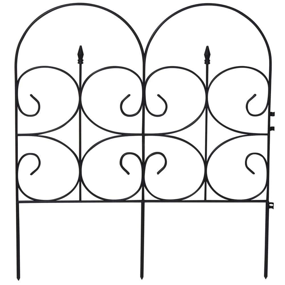 Victorian Black Resin Fleur De Lis Large Garden Fence Panels