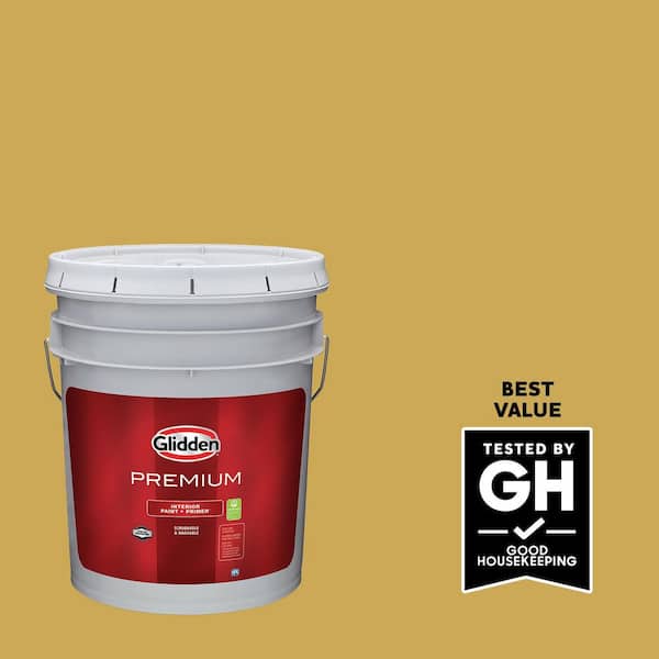 Glidden Premium 5 gal. PPG1107-6 Glorious Gold Satin Interior Latex Paint