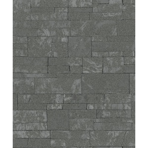 Hernando Charcoal Stones Strippable Wallpaper Covers 57.5 sq. ft.