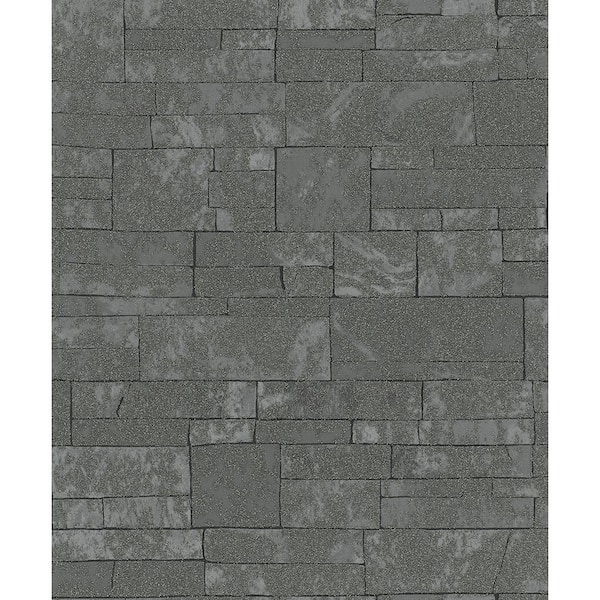 Hernando Charcoal Stones Strippable Wallpaper Covers 57.5 sq. ft.