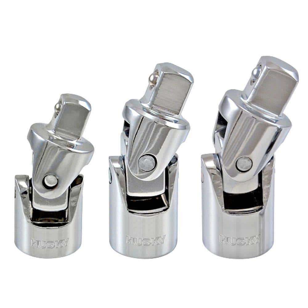 New 3Pc Universal Joint Set 1/4" 3/8" 1/2" Drive Bendy Knuckle Adaptor Adapter 