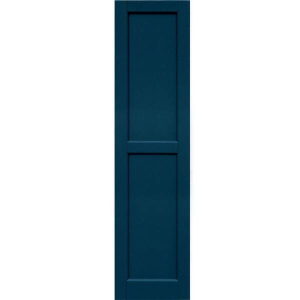 Winworks Wood Composite 15 in. x 60 in. Contemporary Flat Panel Shutters Pair #637 Deep Sea Blue