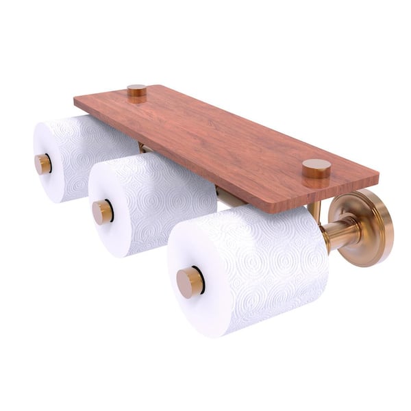 Allied Brass Prestige Regal Collection Wall Mounted Toilet Paper Holder in Brushed Bronze with Wood Shelf