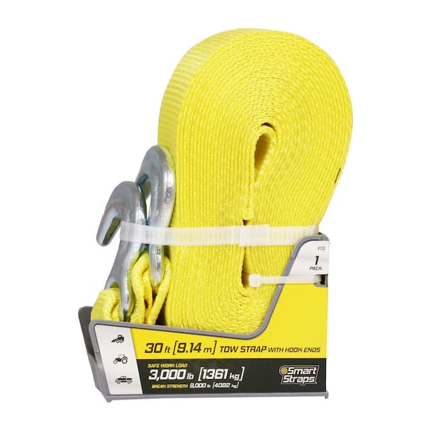 SmartStraps 30 ft. 3,000 lb. Working Load Limit Yellow Tow Rope