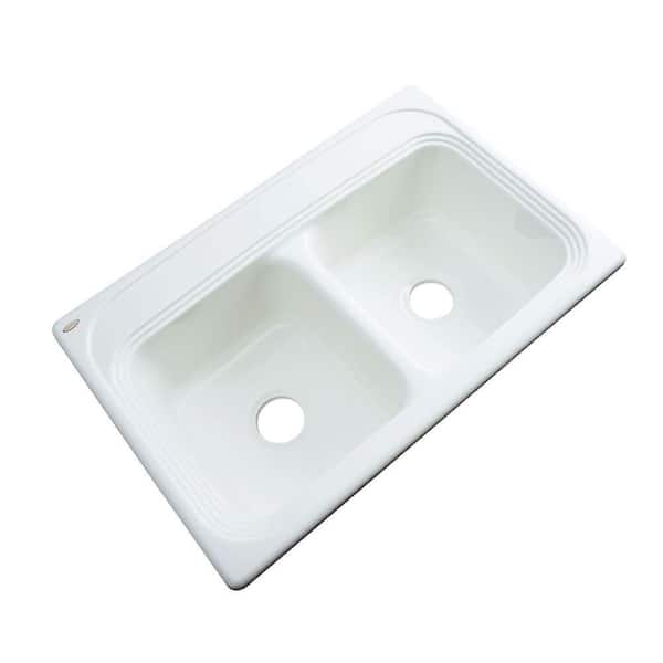 Thermocast Chesapeake Drop-In Acrylic 33 in. Double Bowl Kitchen Sink in White