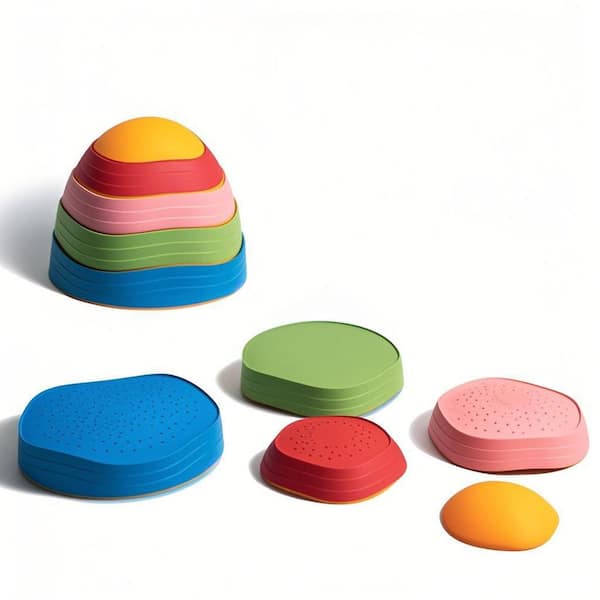 13 in. x 13 in. x 4 in. Rubber Balance stepping stones for Kids, Non-slip Stepping Stones for Outdoor, Coloful