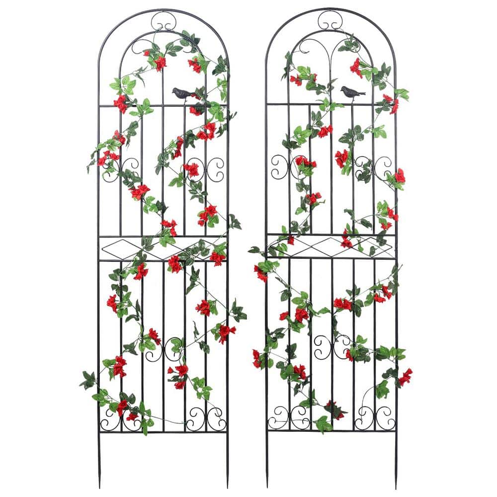 70.8 in. Wire Lattice Grid Panel Metal Garden Trellis with Black Coating fo