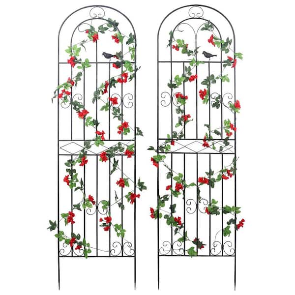 Unbranded 70.8 in. Wire Lattice Grid Panel Metal Garden Trellis with Black Coating for Climbing Plants and Flower Support (2-Pack)
