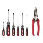 Cushion Grip Screwdriver Set with 7.75 in. Combination Electrician's 6-in-1 Wire Strippers Pliers (7-Piece)