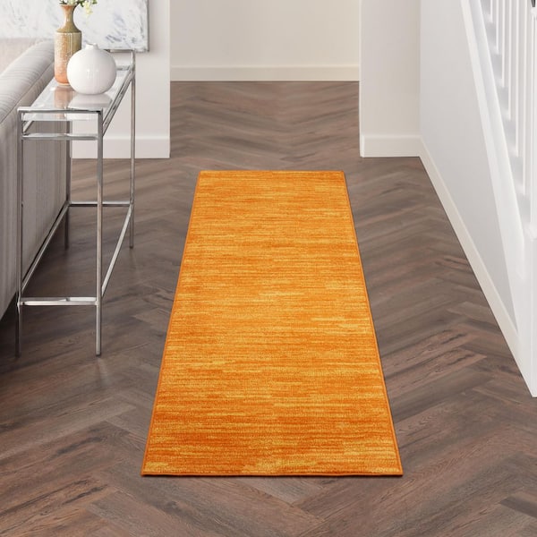 Essentials Sunburst 2 ft. x 14 ft. Solid Contemporary Indoor/Outdoor Runner Area Rug