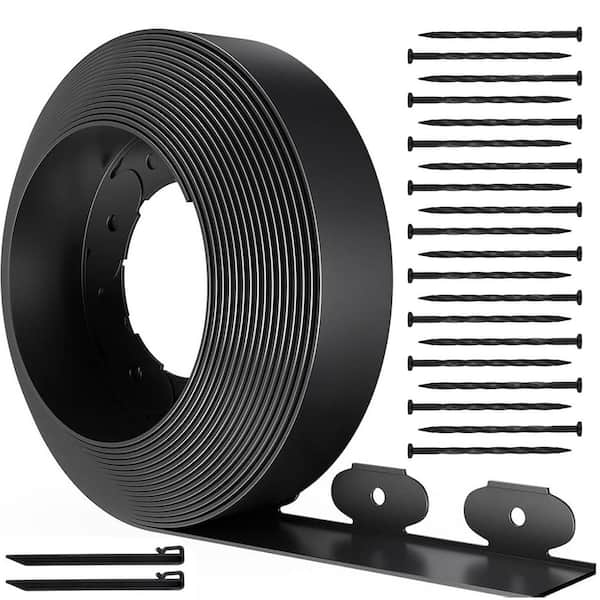33 ft. L x 4 in. H No-Dig Black Landscape Edging Flexible Plastic Lawn Border Mini Fence Borders Pathway Edgings