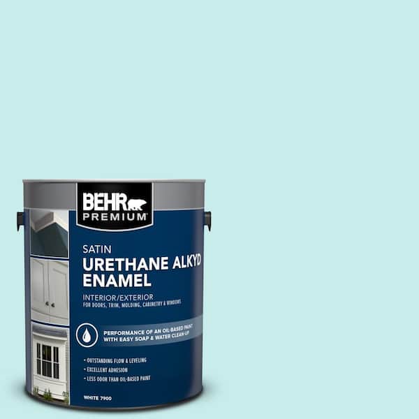 BEHR PREMIUM 1 gal. #P460-1 Morning Sky Urethane Alkyd Satin Enamel Interior/Exterior Paint