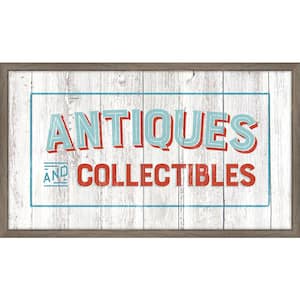 Vintage Antiques Sign Framed Giclee Typography Art Print 27 in. x 16 in.