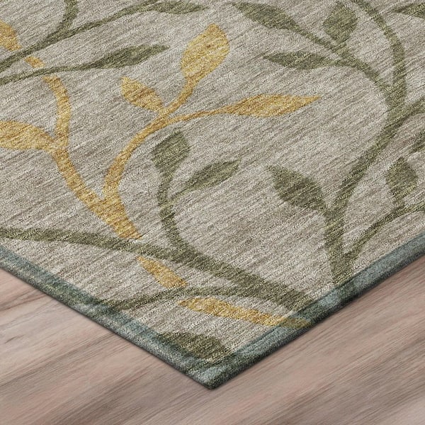 Chantille Machine Washable Indoor/Outdoor Abstract ACN3024 Taupe 8 ft. x 8 ft. Round Rug