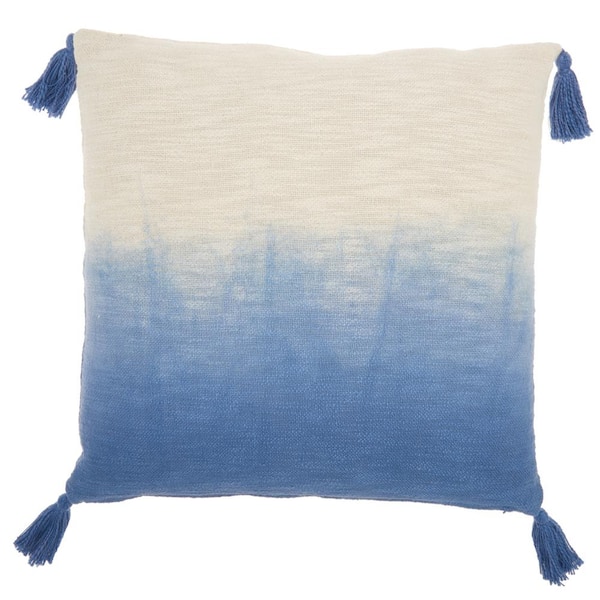Mina Victory Lifestyles Blue Stripes & Plaids 22 in. x 22 in. Throw Pillow